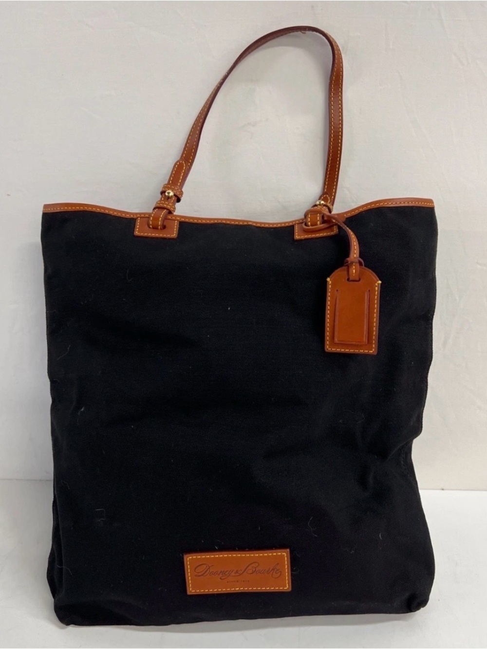 Dooney & Bourke Black and Tan Canvas & Leather Tote